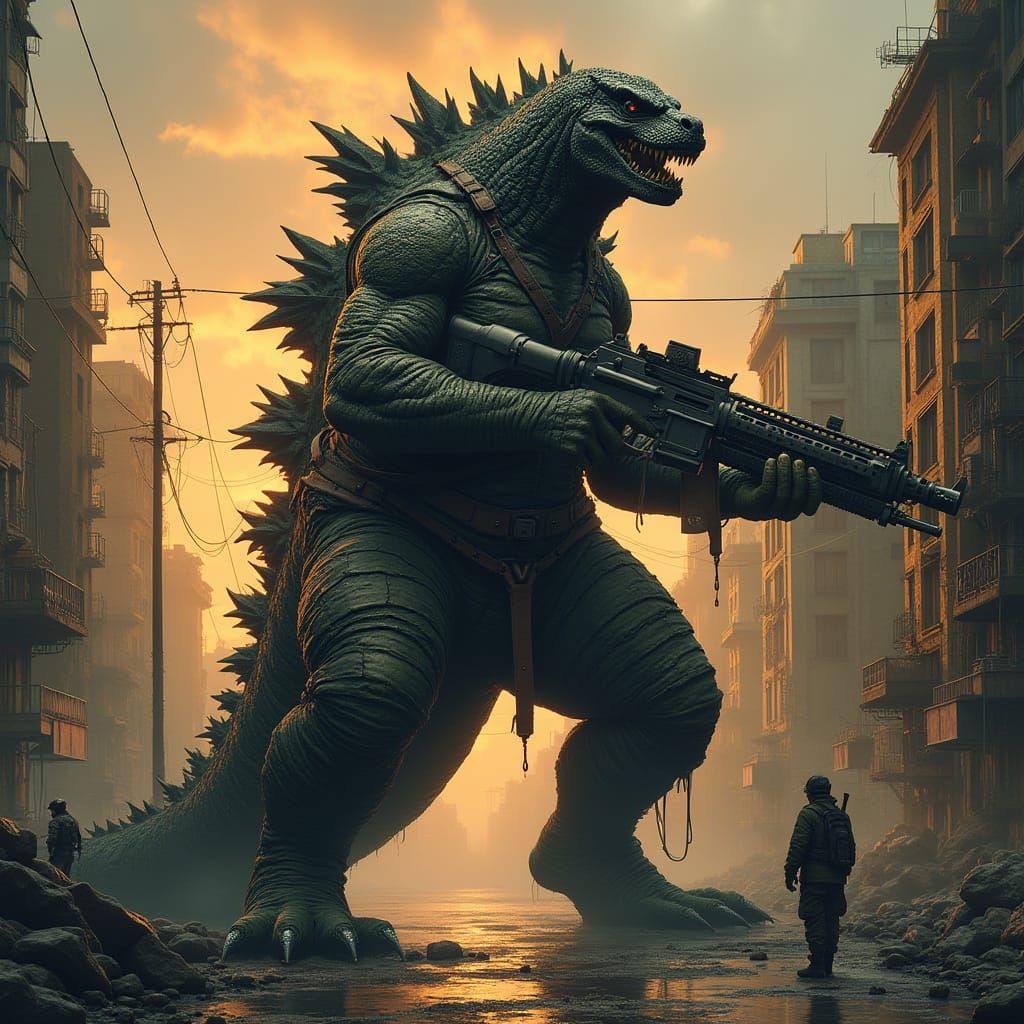 Godzilla Unleashes Fury in Gritty Urban Landscape