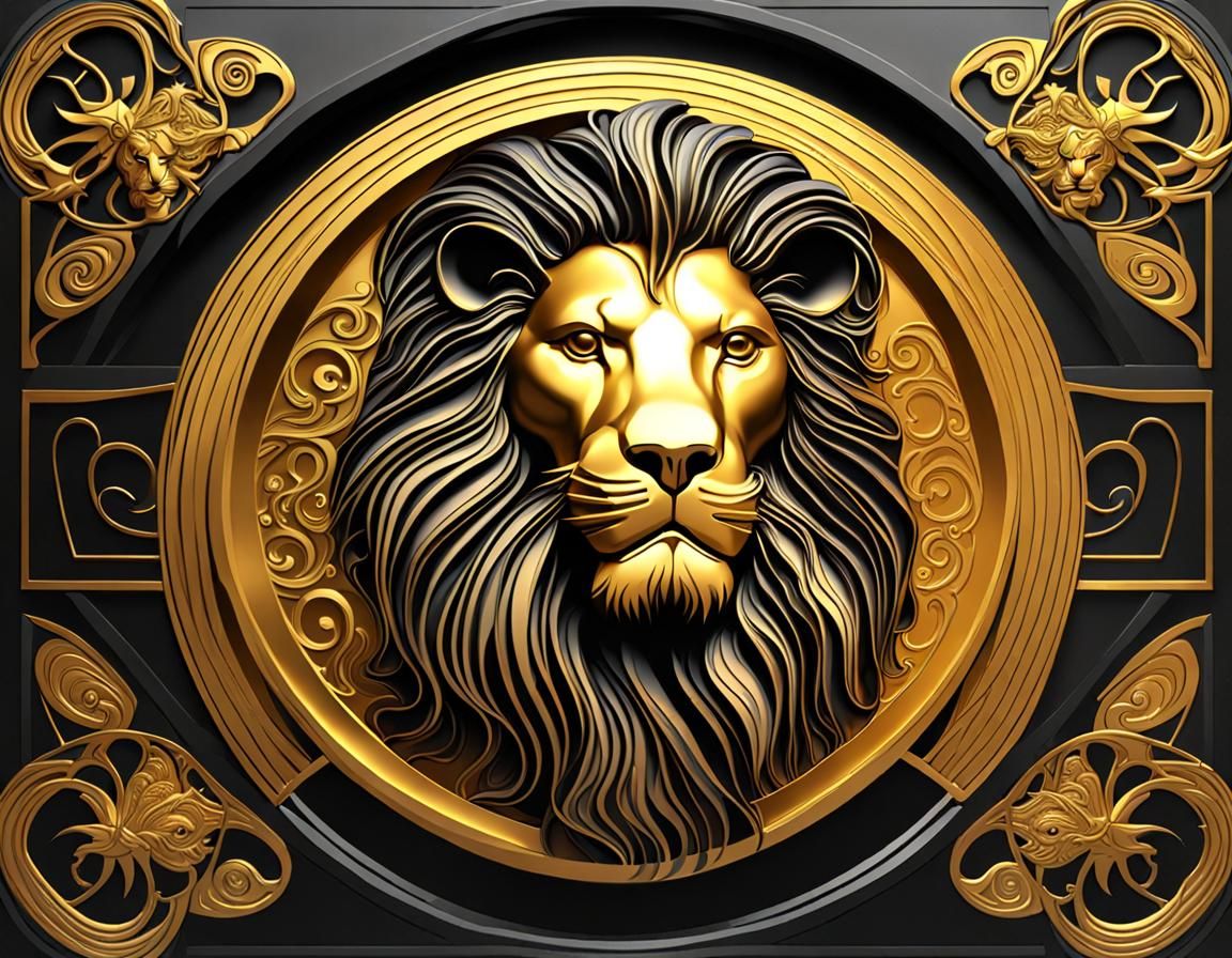 Golden Lion in Star Wars, Klimt-Inspired Art Nouveau