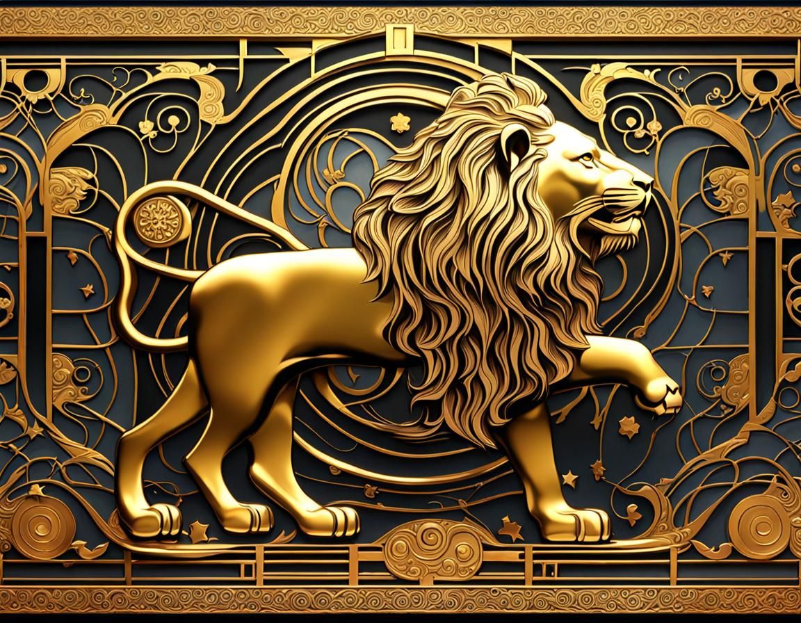 Golden Lion in Star Wars Style, Klimt-Inspired