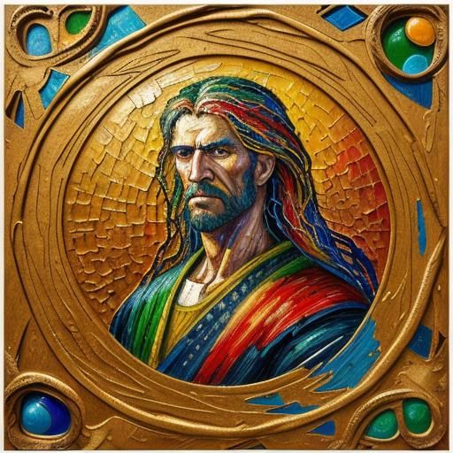 Mosaic Art Depicting Ancient Feats in Neo-Impressionism Styl...