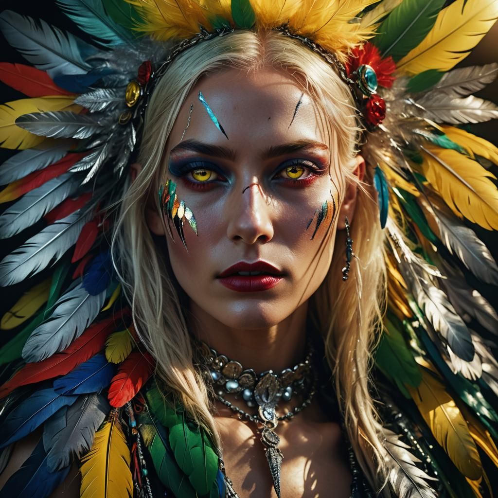 Surreal Woman with Silver Skin in Vivid Digital Art