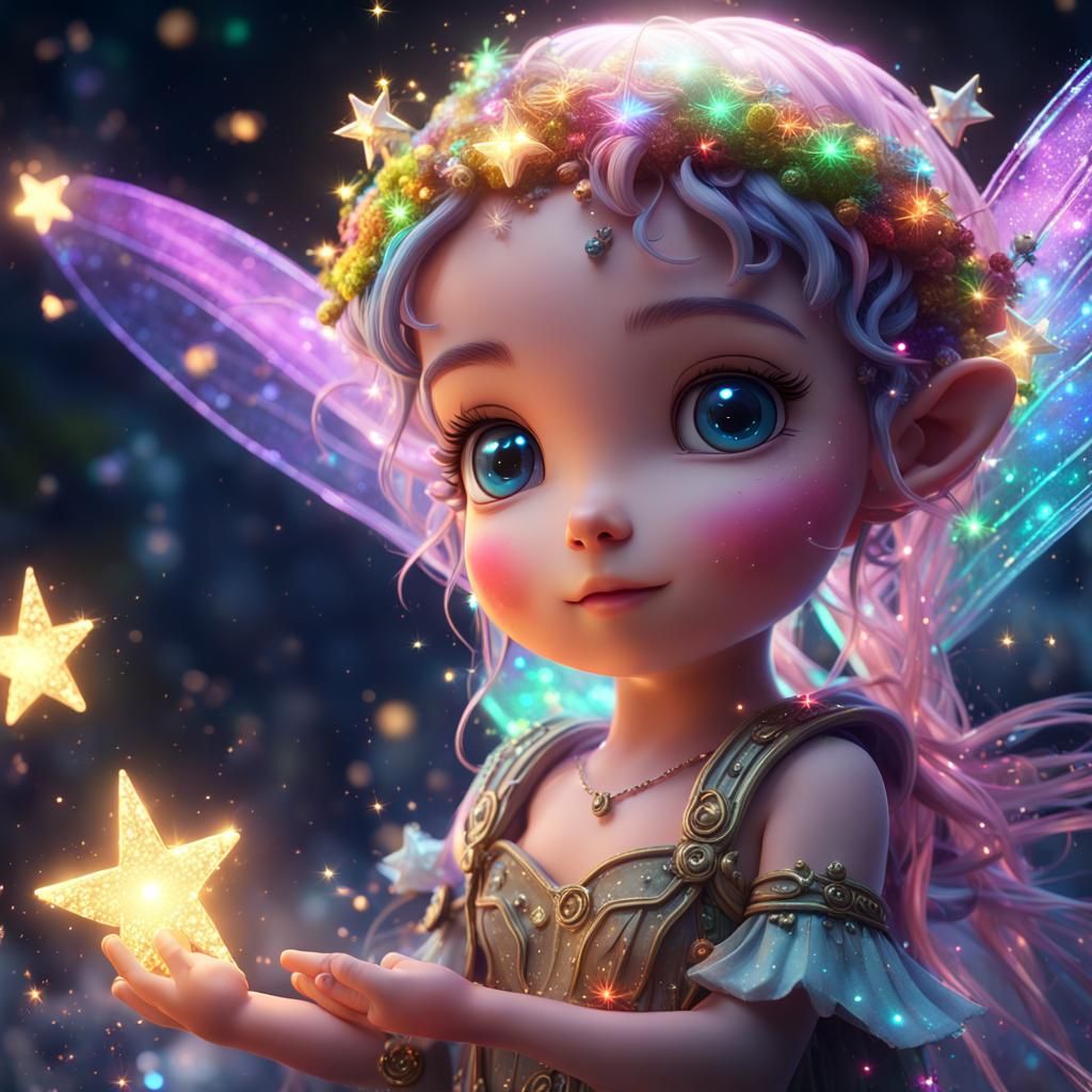 Iridescent Fairy with Stardust: Dark Fantasy Concept Art