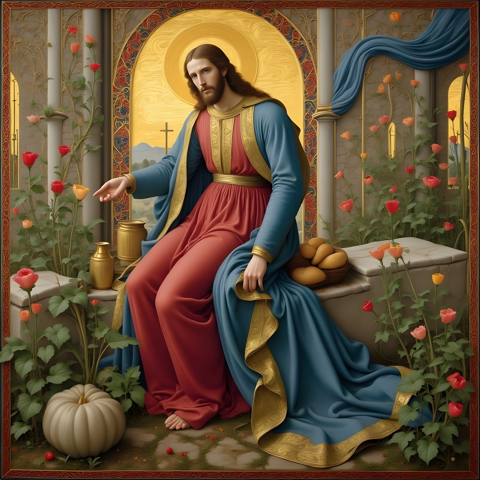 Jesus in Celtic Psychedelic Mosaic Style