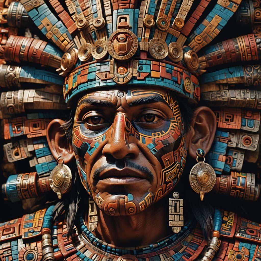 Aztec God Portrait in Hyper-Realistic Detail