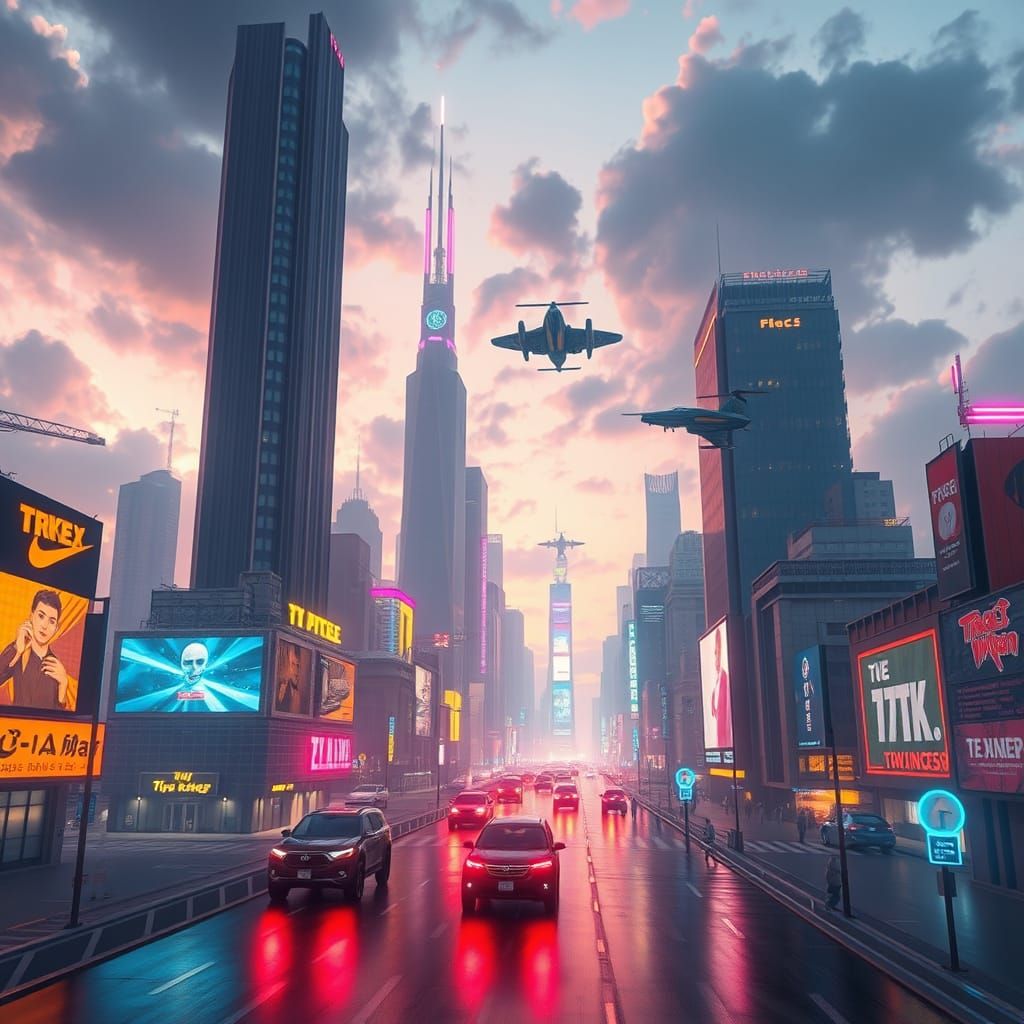 Cyberpunk Cityscape Unveils Futuristic Twilight