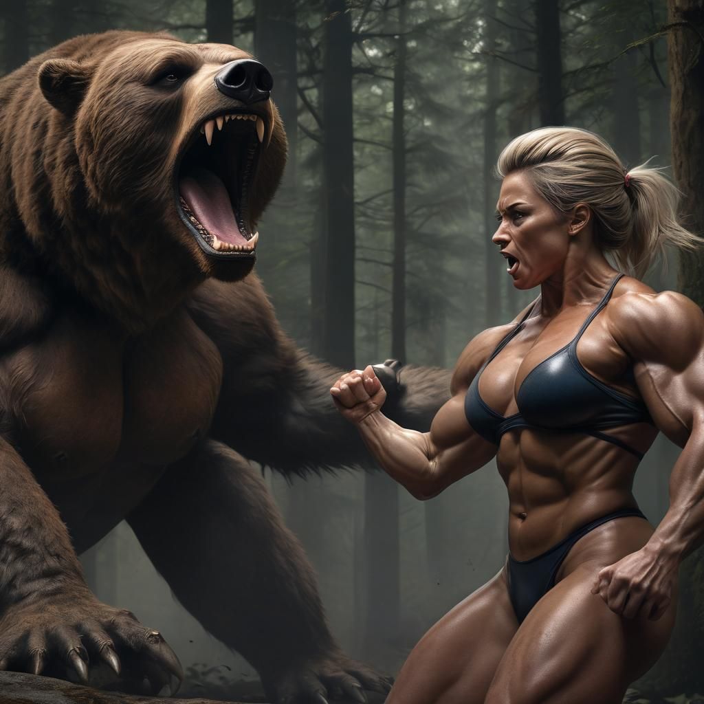 A hyperrealistic picture of an incredibly hypermuscular fema...