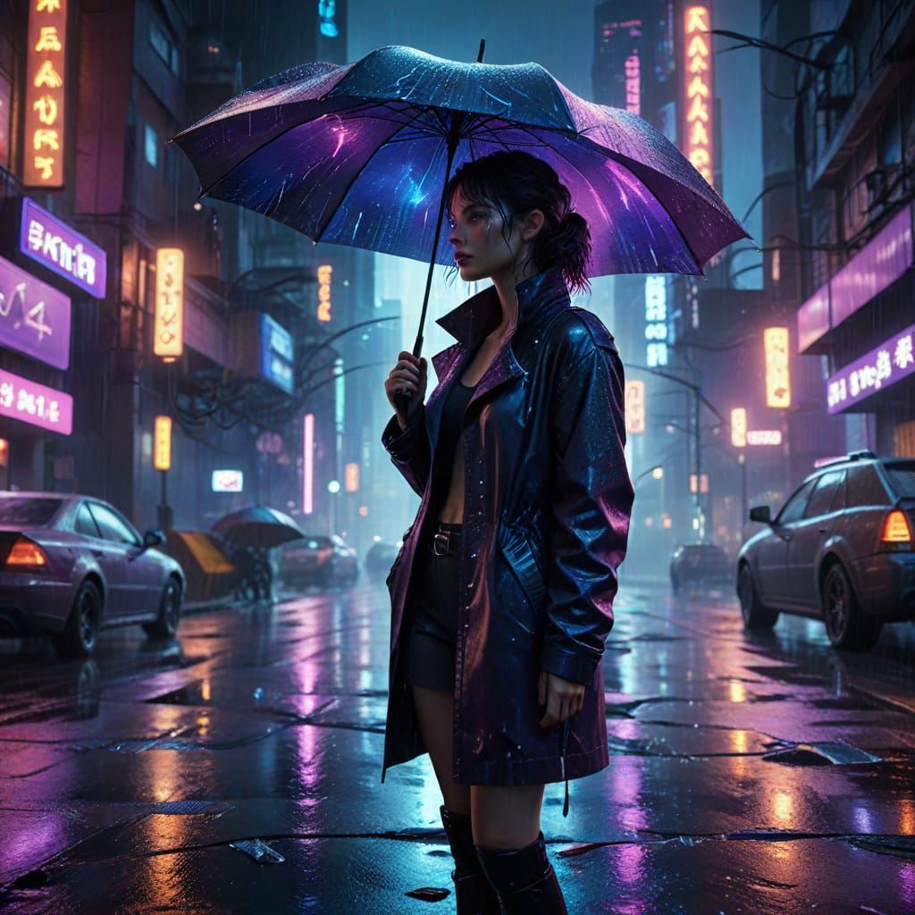 Surrealistic Cityscape at Dusk, Neon-Noir Dreamscape