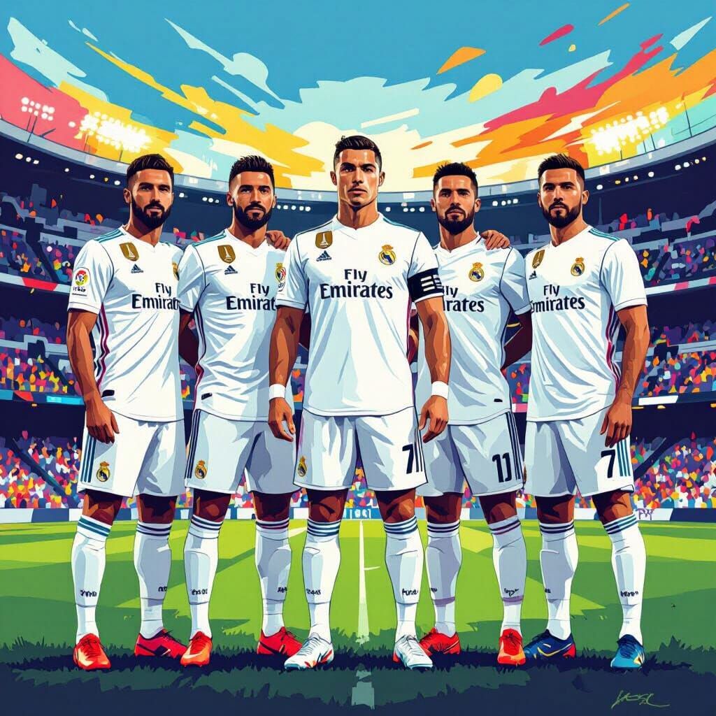 Real Madrid Team in Vibrant Illustration