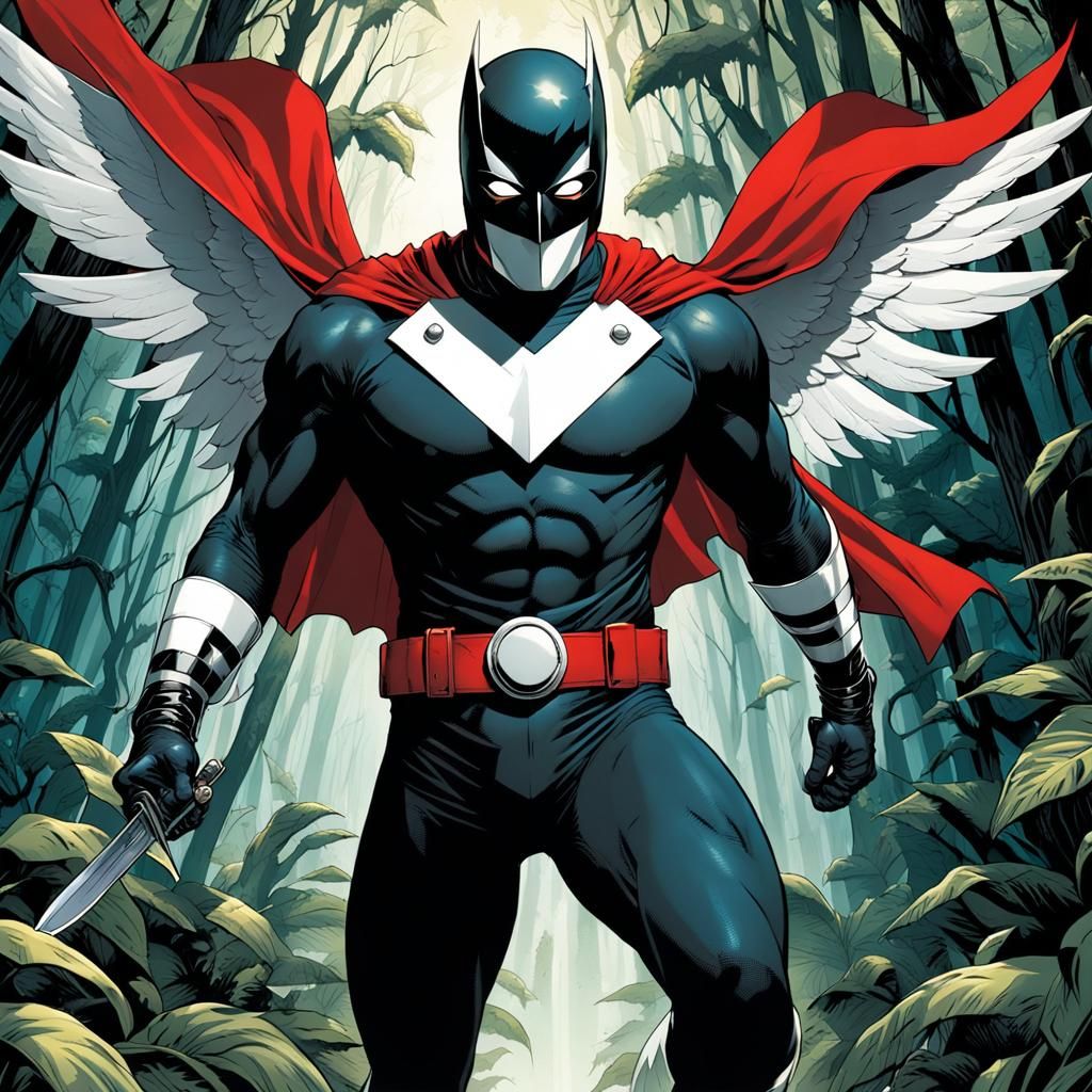 Winged Hero Runs Through Jungle, Comic Book Art