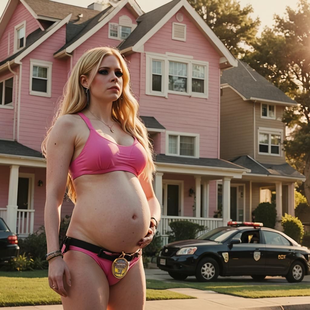 Hyper-realistic Film Still: Pregnant Woman as Police Officer