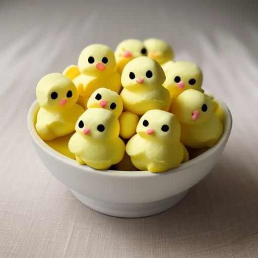 Hyperrealistic Easter Yellow Marshmallow Chicks