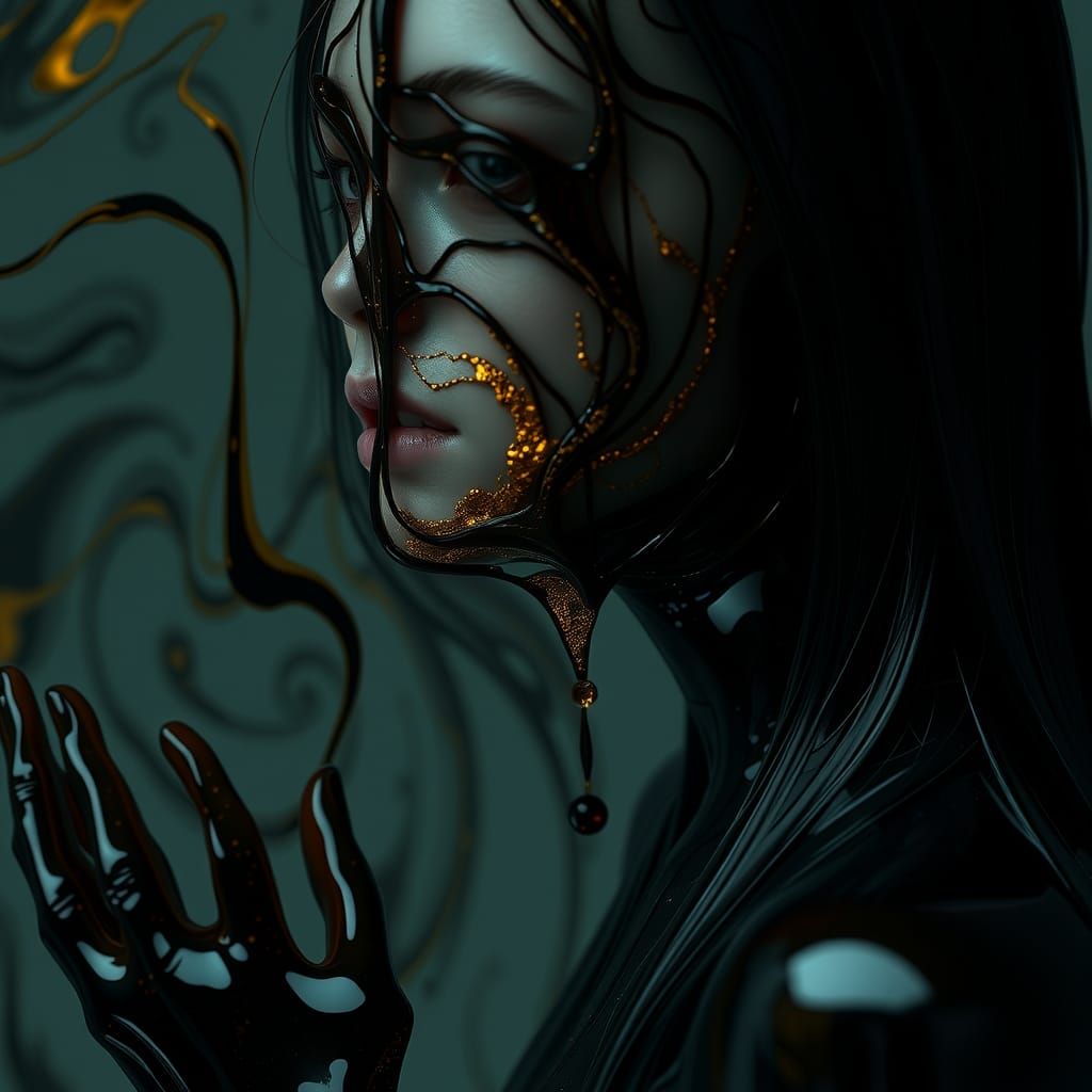 Ethereal Goo Woman: Liquid Life in 3D Rendering