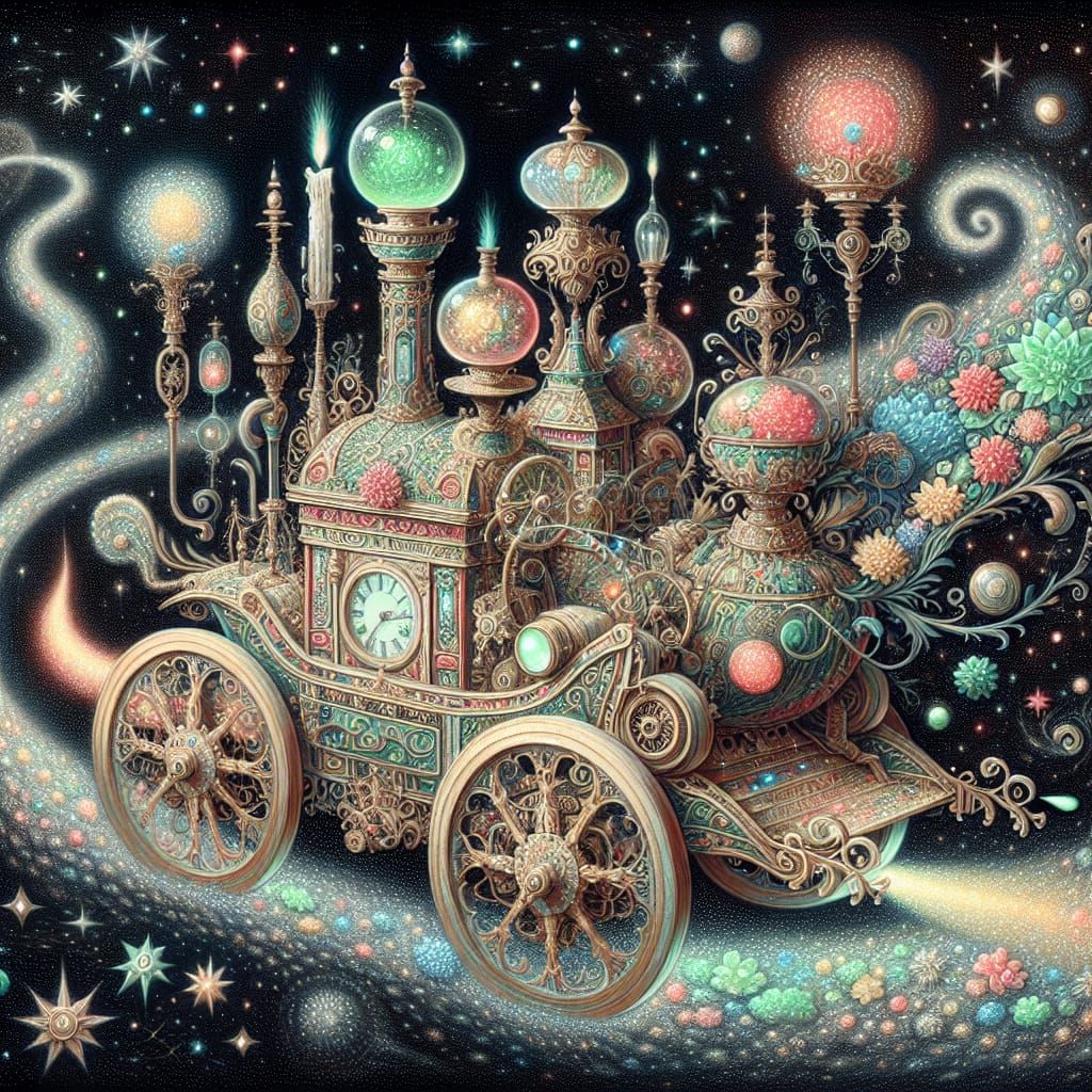 Victorian Steampunk Time Machine Among the Stars