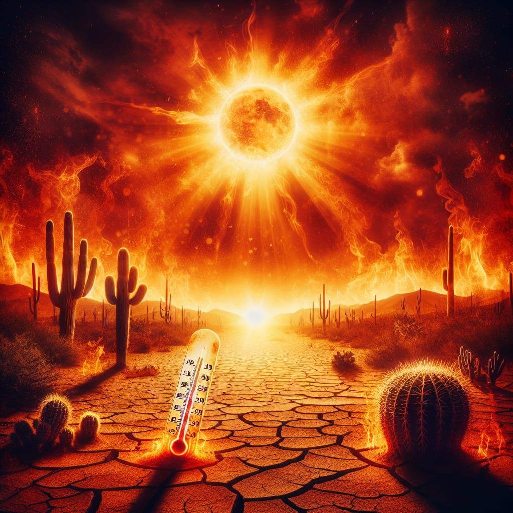 Scorching Desert Landscape Illustrating 'Burning Up'