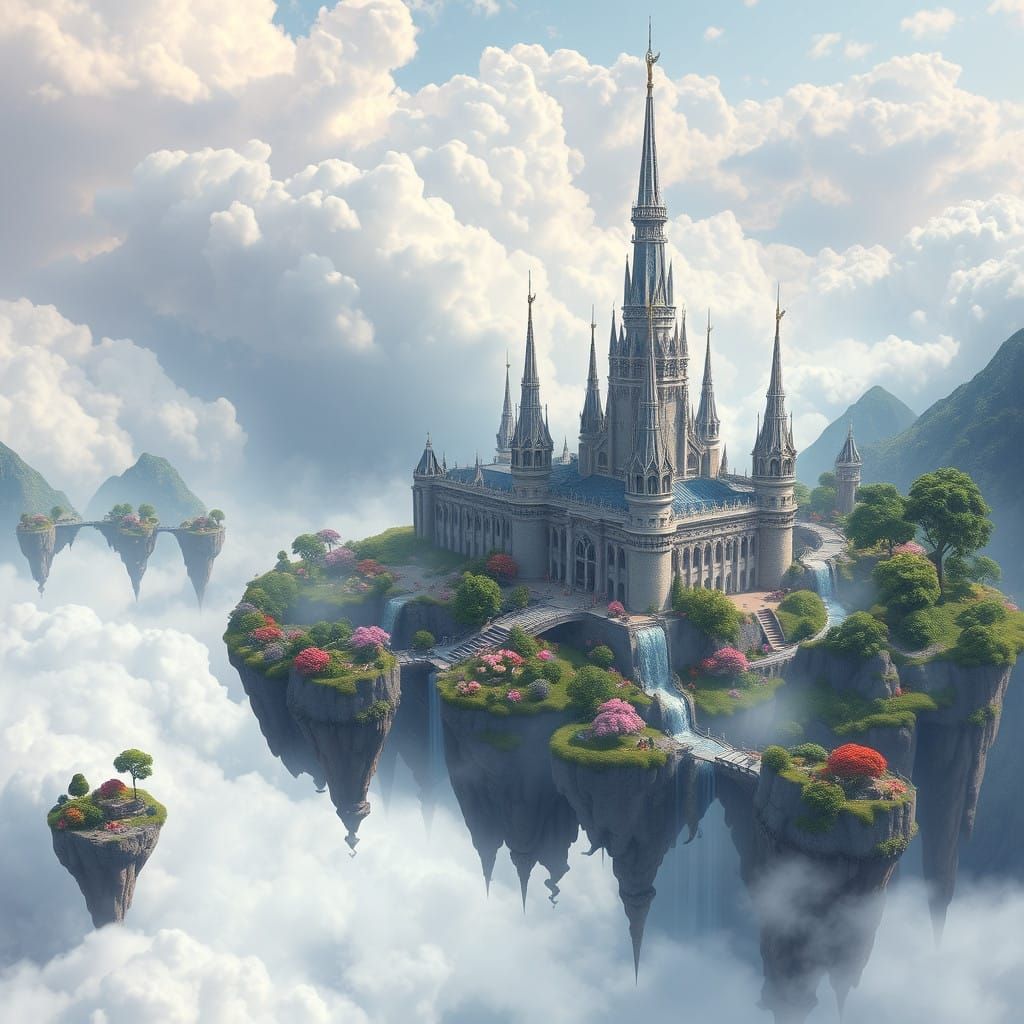Floating Palace Amidst Celestial Clouds