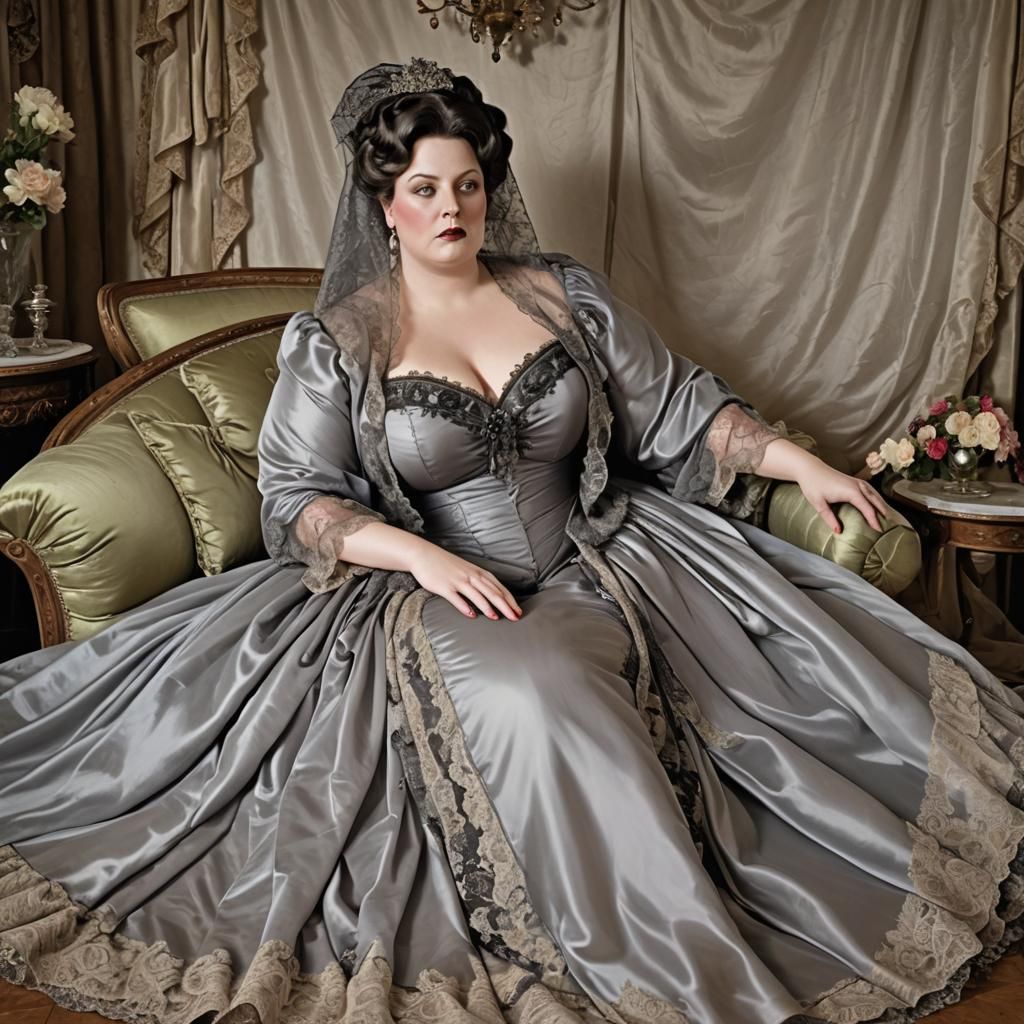 Victorian Mourning Gown on Chaise Lounge