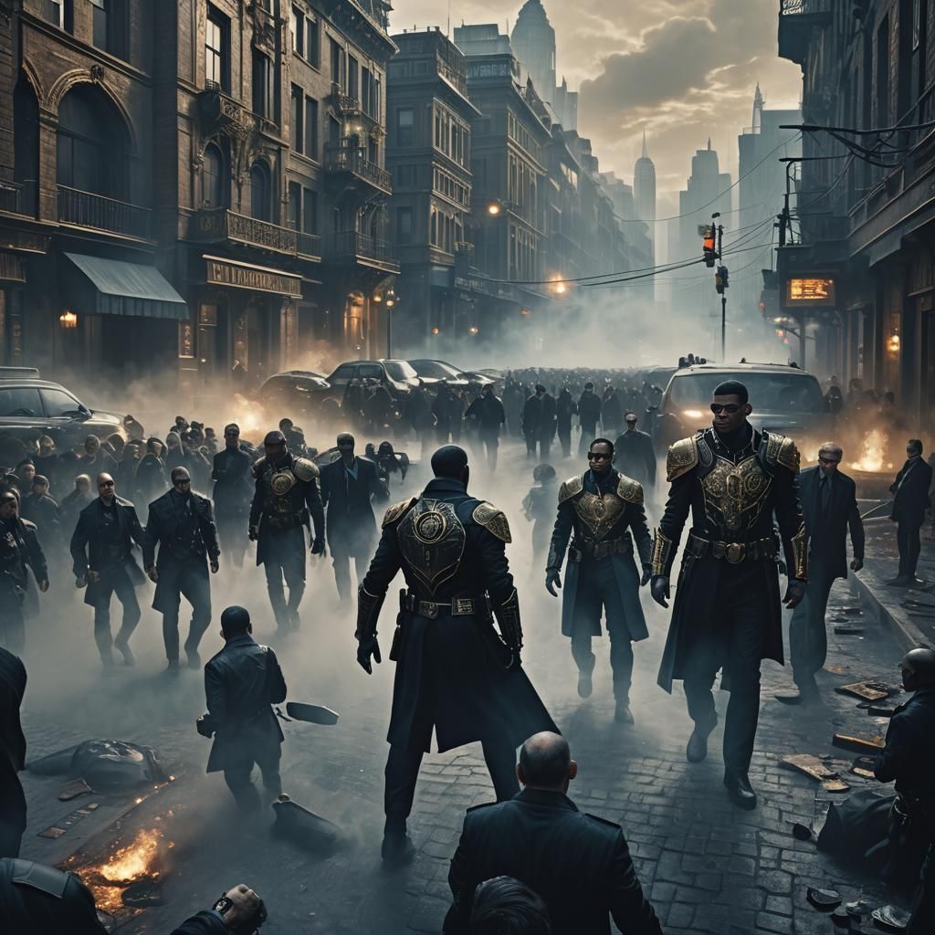 Men in Black Arresting Elite: Matte Painting