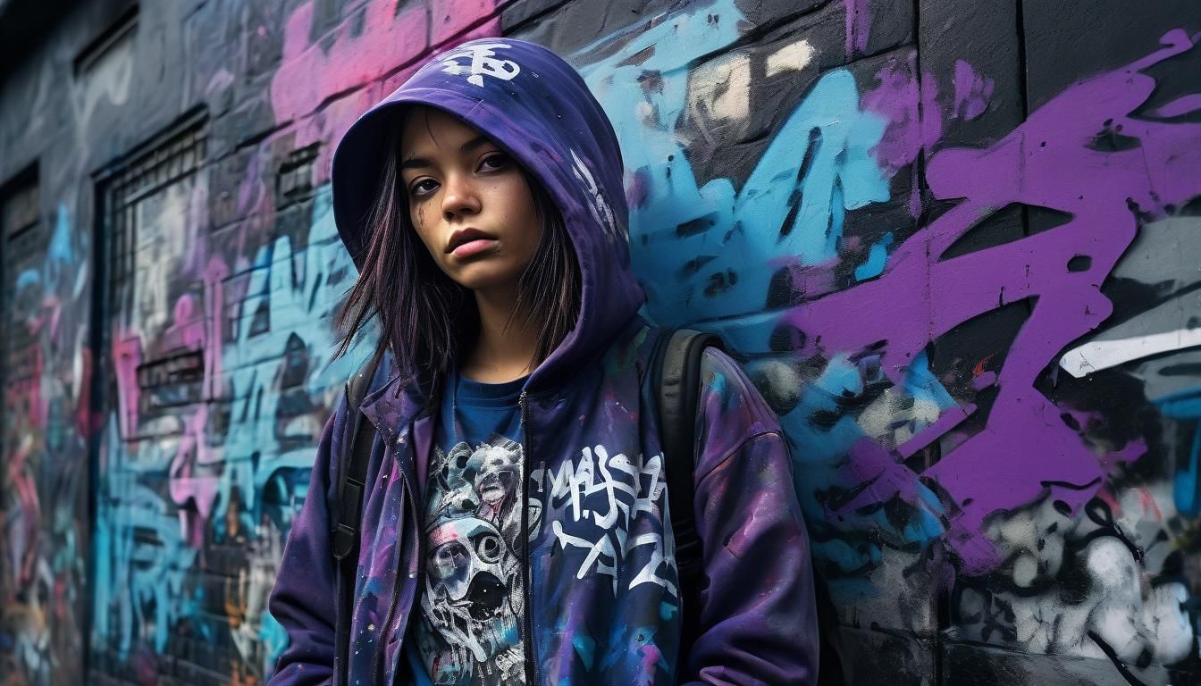 Creepy Graffiti Woman in Urban Concept Art Style