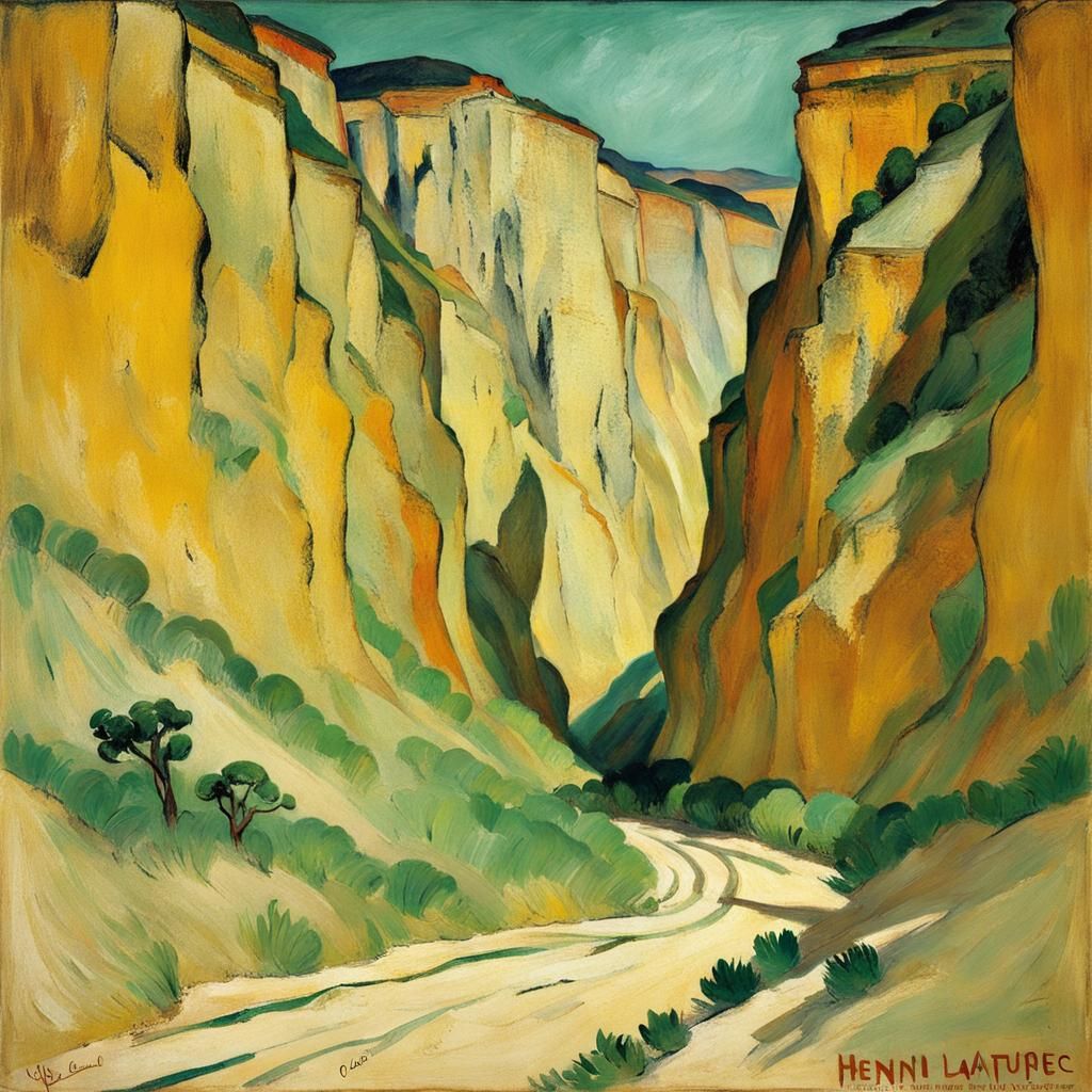 Vampire Napoleon in Desert Canyon: Toulouse-Lautrec Style