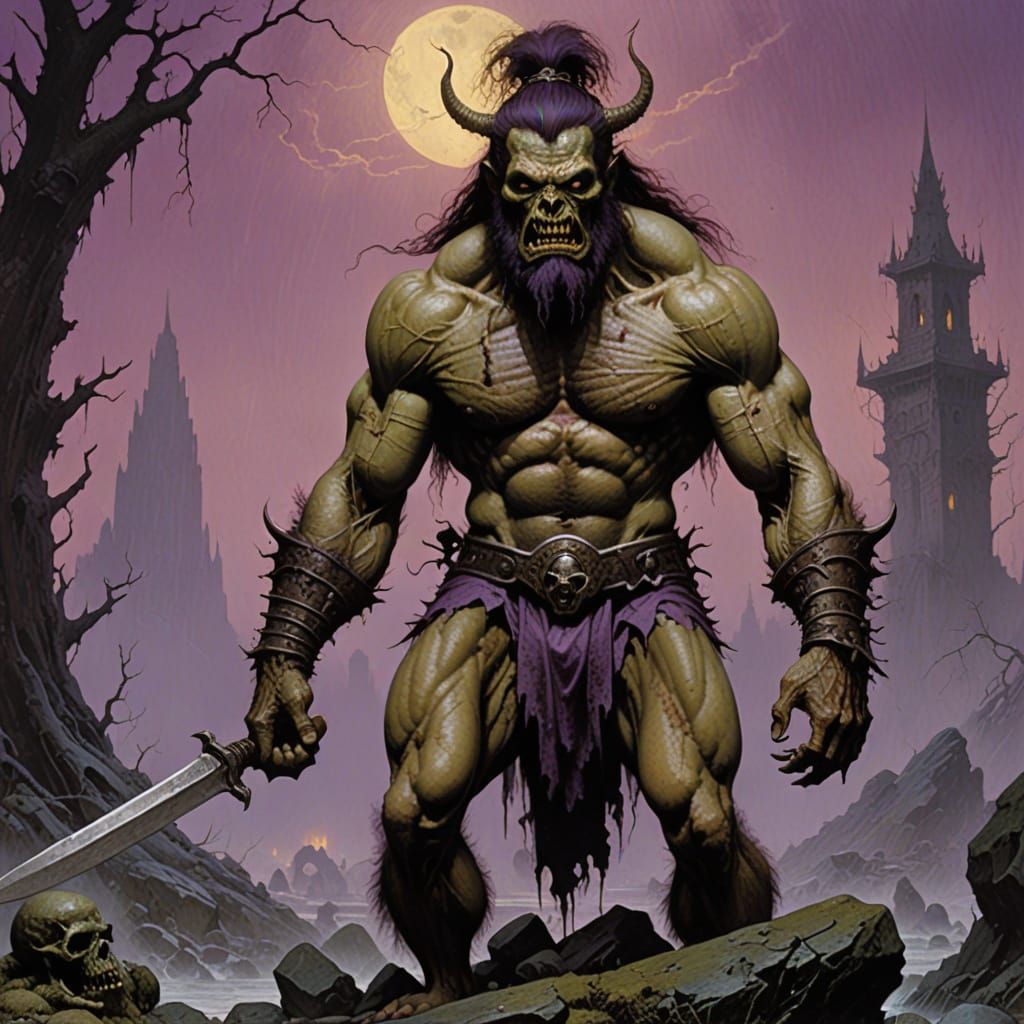 Surreal Zombie Barbarian in Dark Fantasy Style