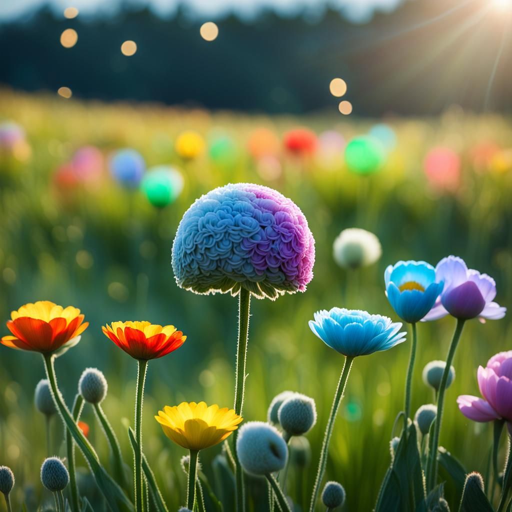 Hyperrealistic Ranunculus Flower in 3D Meadow