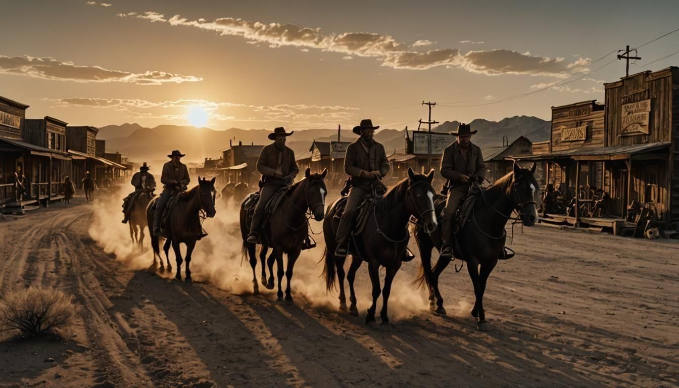 Wild West Outlaw Standoff in Tonalist Style