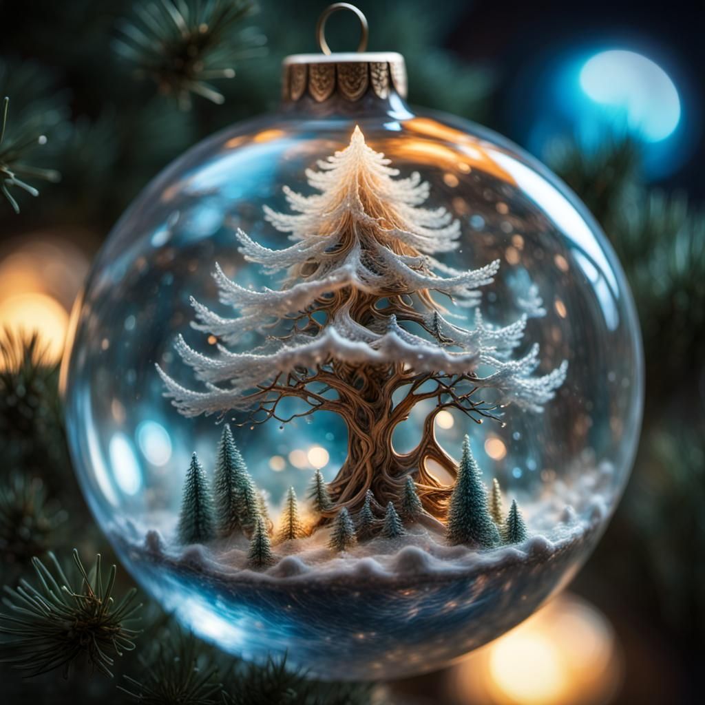 Ethereal Christmas Tree Carving in Fantasy Art Style