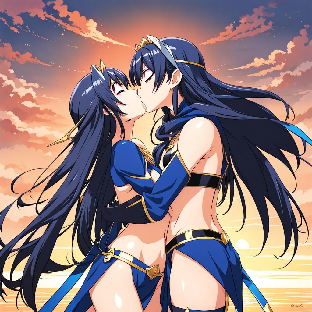 Anime Style: Two Characters Kissing