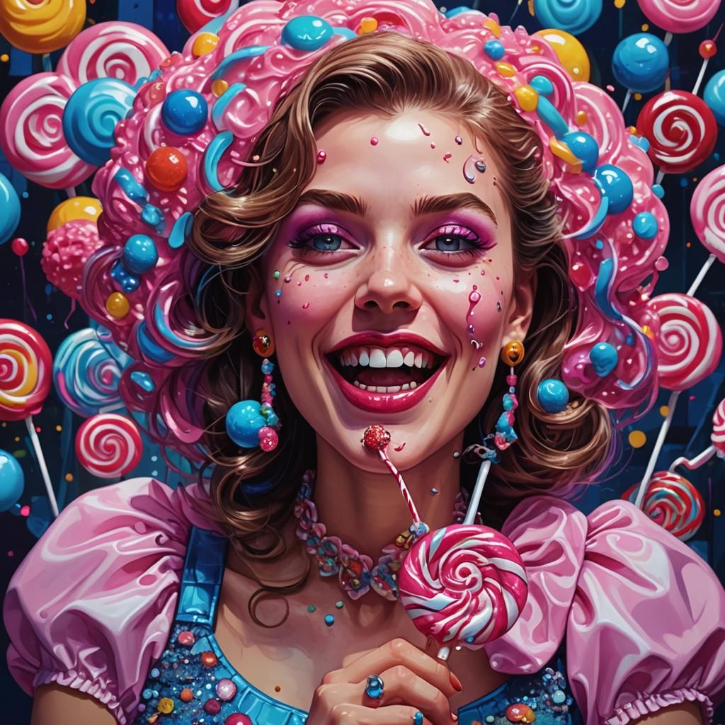 Candy Art Portrait: Woman with Lollipop
