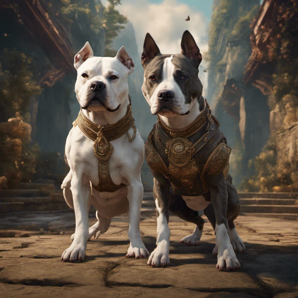 Retro Amstaff Doing Kung Fu, Detailed Matte Painting