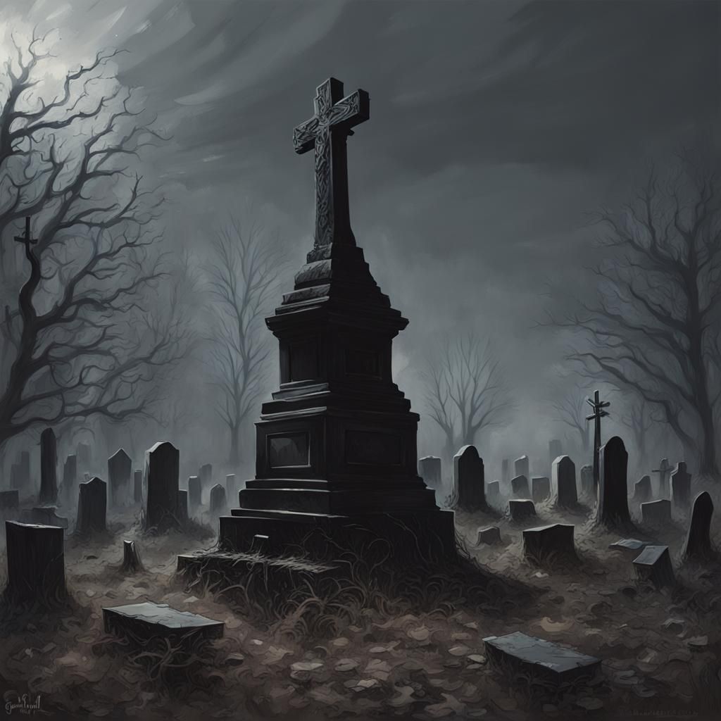 Sinister Abandoned Graveyard by Rutkowski Style