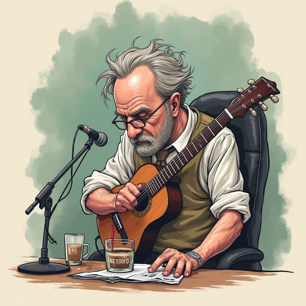 Man Struggling to Pour Water from a Twisted Bottle