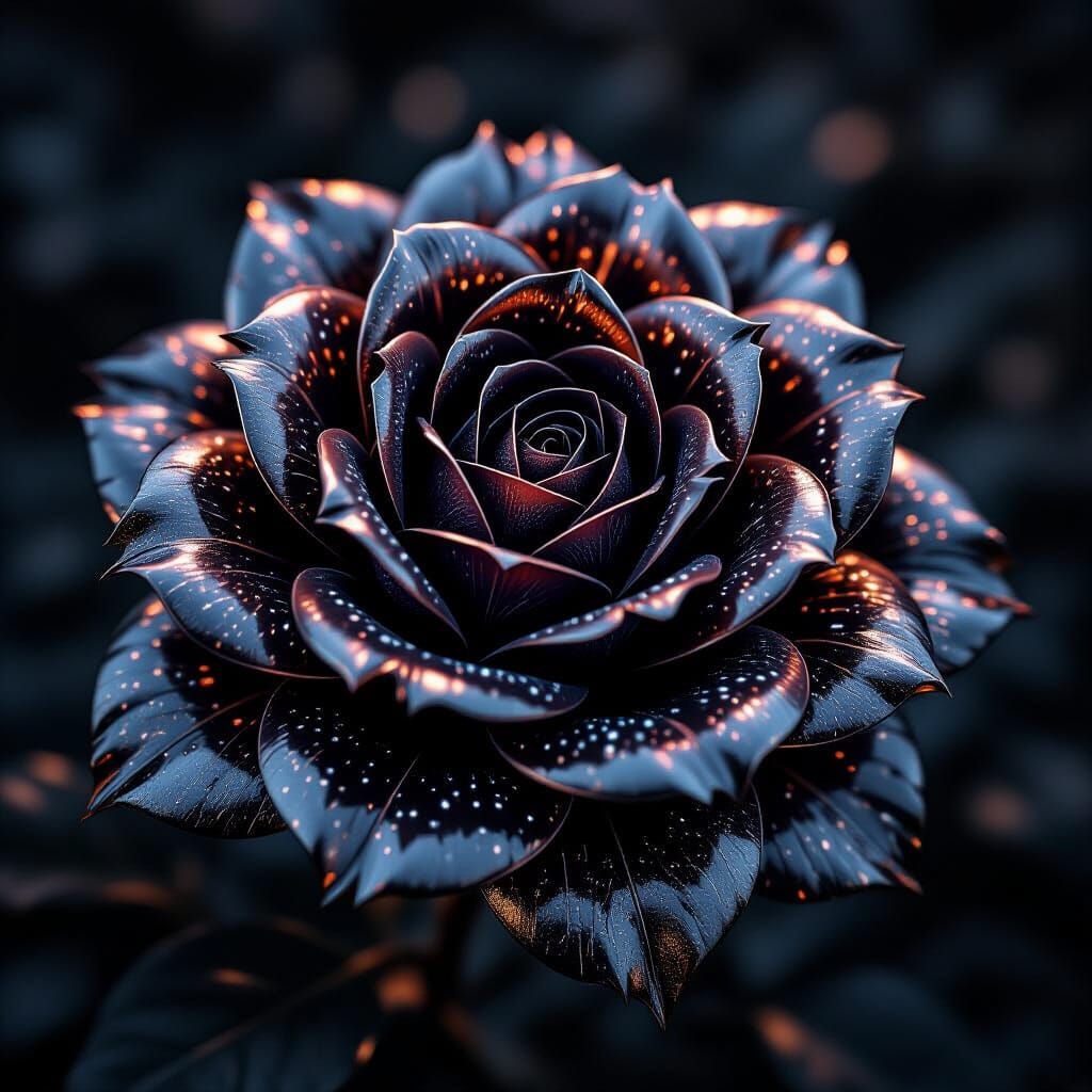 Metallic Steel Rose with Gleaming Petals