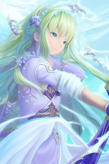 Water Mage with Staff Sci-Fi Art