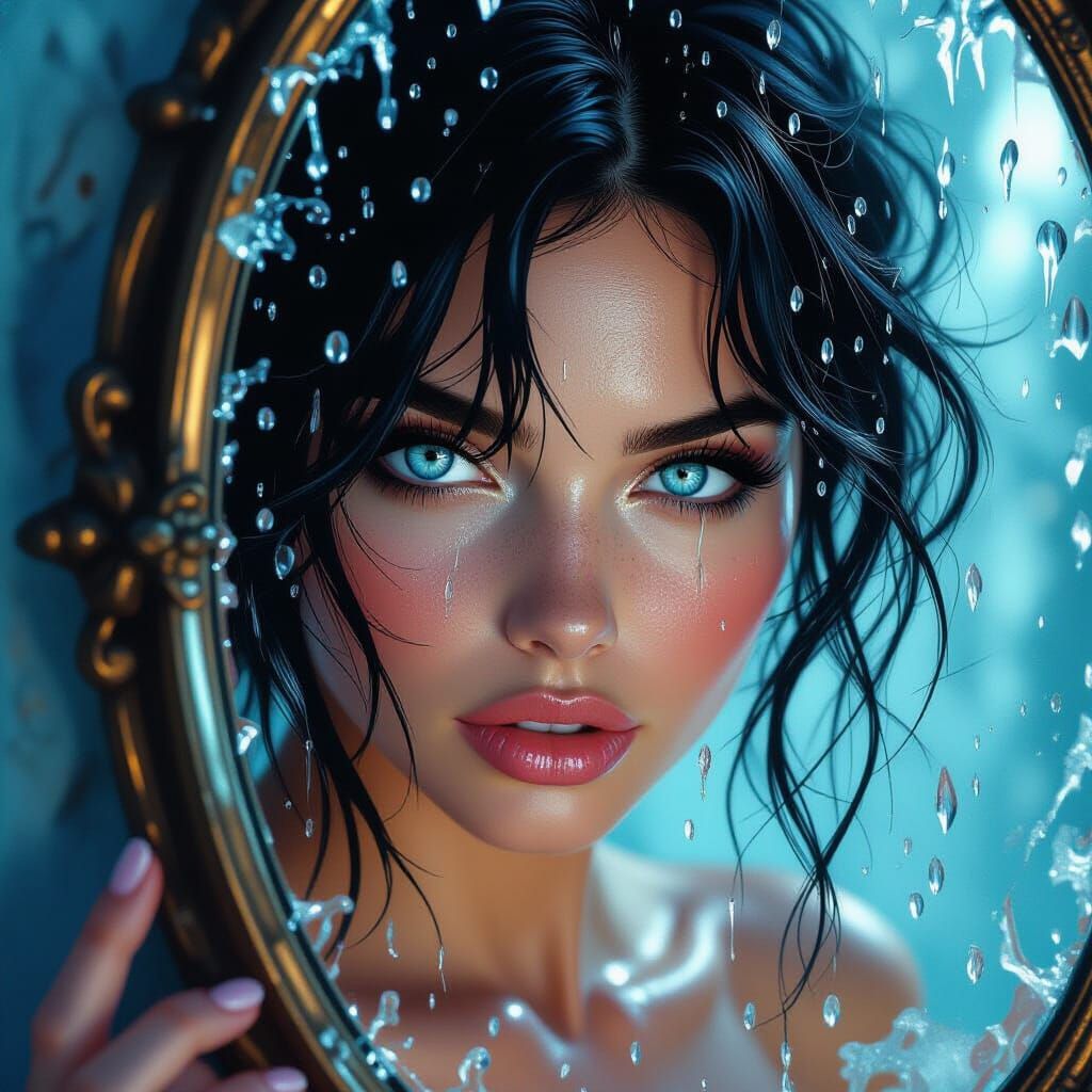 Mesmerizing Woman Gazing into a Mirror