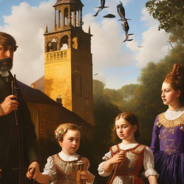 Victorian Vicar's Bell Tower Stand-off: Digital Art