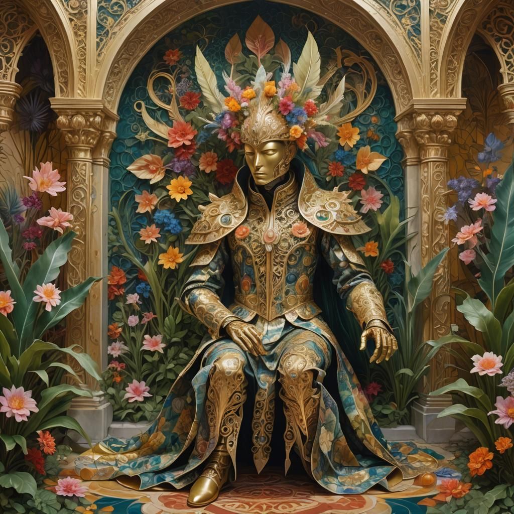 Surreal Humanoid Figure in Dreamlike Oil Painting