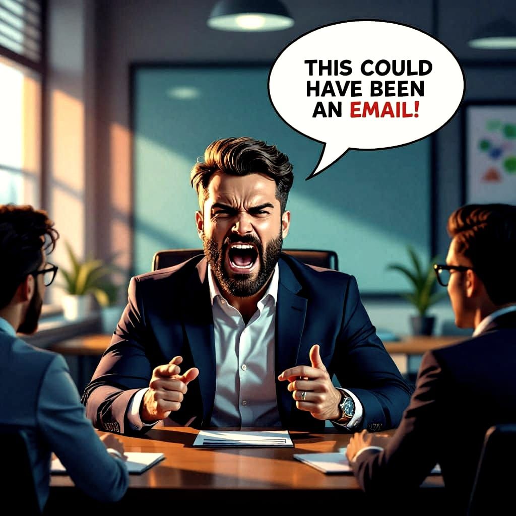 Man Yelling at Office Meeting, Could Have Been Email