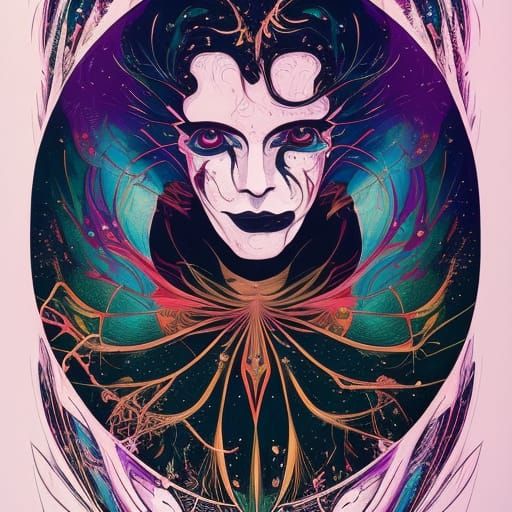 Magician Bunny Vintage Poster Art in Flat Illustration