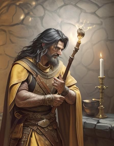 Stone Bard Plays Pan Flute in Candlelight