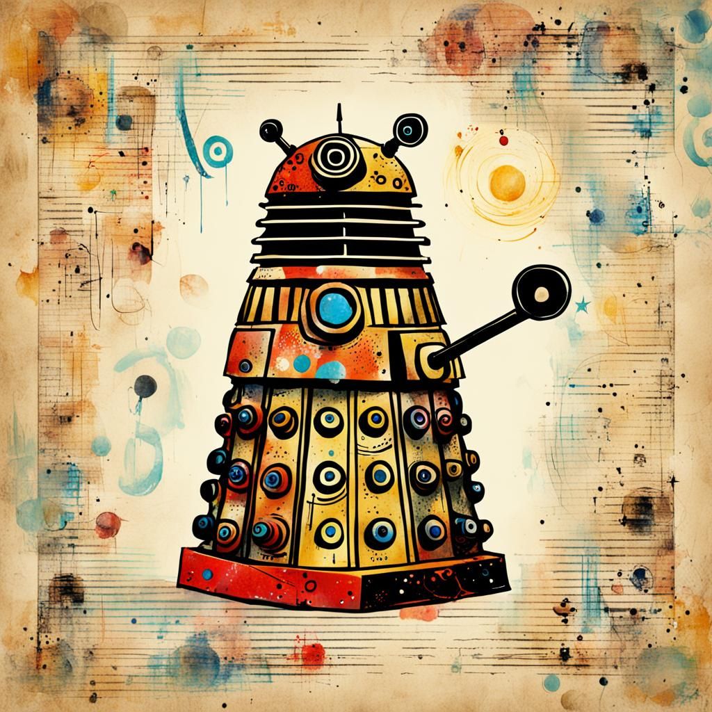 Whimsical Typographic Dalek Illustration