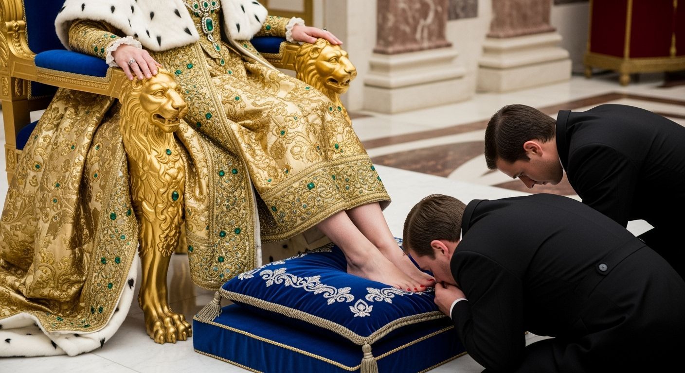 Elegant Empress on Gold Throne: Professional Photography