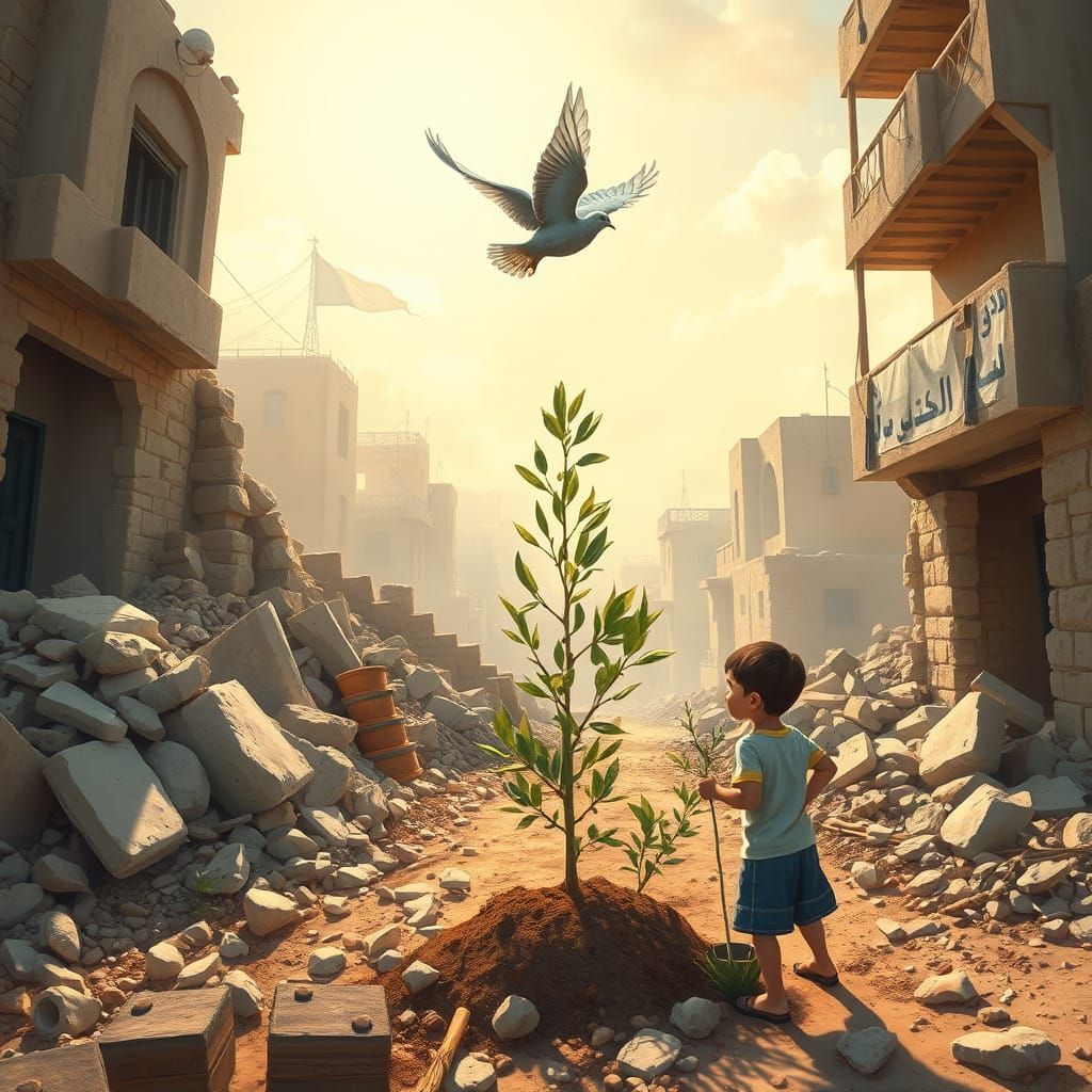 Hopeful Peace and Rebuilding in Gaza Digital Painting