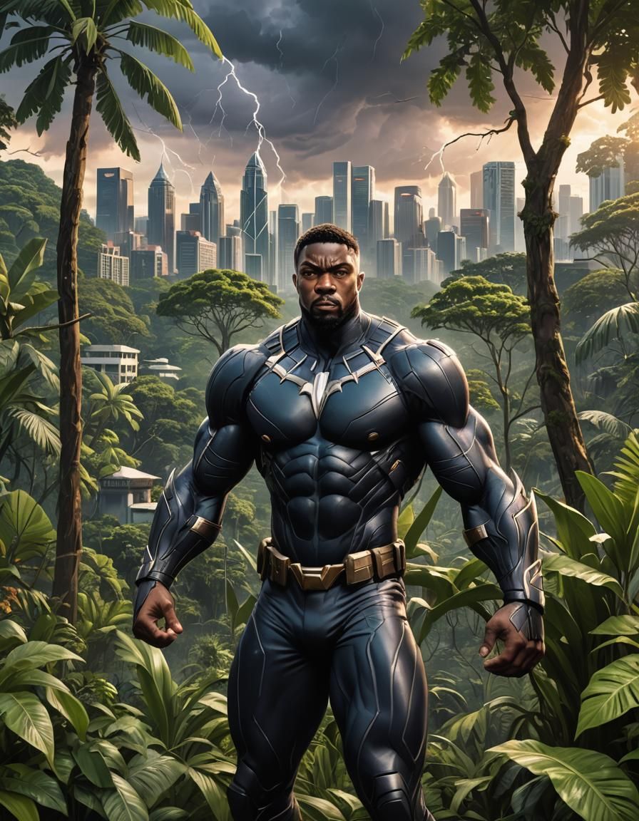 Wakanda Guard in Rainforest, 3D Rendering