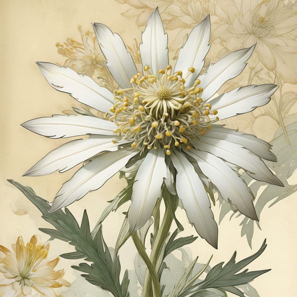 Delicate Edelweiss Blossom in Watercolor Style