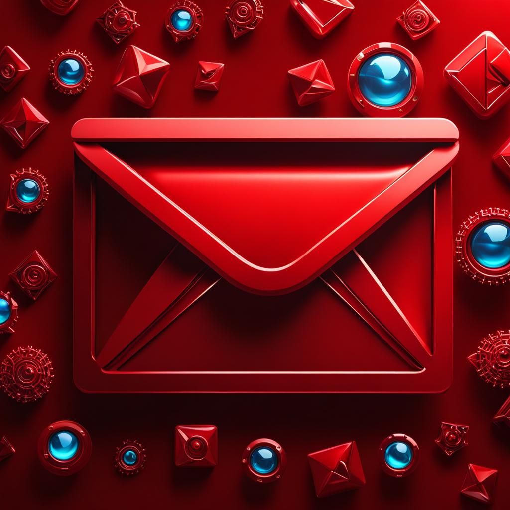 Detailed Red Email Icon in Matte Painting Style