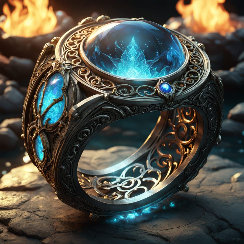 Ethereal Elven Ring Radiates Magic in a Treasure Trove