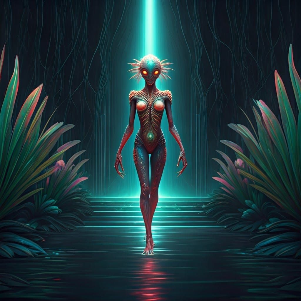 Bioluminescent Alien Fashionista Takes Center Stage