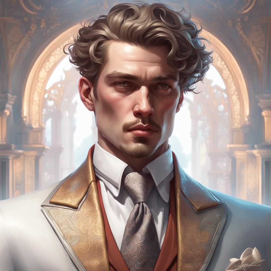 Young King in Vintage Suit: Detailed Portrait