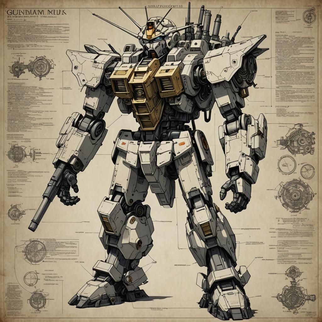 Steampunk Gundam Mech Suit Engineering Schematics